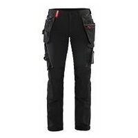 Damen Handwerker Arbeitshose  4-Wege-Stretch Schwarz/Rot C32