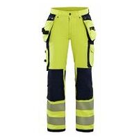 Damen High Vis Arbeitshose 4-Wege-Stretch High Vis Gelb/Marineblau D25