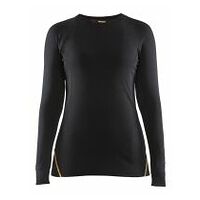 Damen Flammschutz Thermo-Shirt, 68% Merinowolle Schwarz L