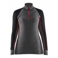 Damen Thermo-Shirt mit Reißverschluss XWarm Mittelgrau/Schwarz M