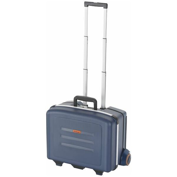 Service tool case with base tray and tool boards with removable wheels and push handle