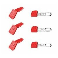 TetheredTool Clips + ColorCode Clips red, 3 pieces each 122 mm