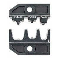 Matrice di crimpaggio per terminali a bussola twin per posizionamento di due fili flessibili