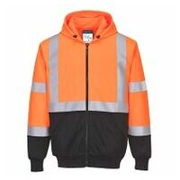 Warnschutz Kontrast Kapuzen- Sweatjacke Orange/Schwarz 4XL