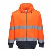 Sweat Hi-Vis bicolore zippé à capuche Orange/Navy L R