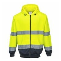 Kéttónusú zippzáras kapucnis pulóver Yellow/Navy L R