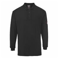 Flammhemmendes, antistatisches Langarm Poloshirt Schwarz 4XL