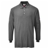 Flamme resident antistatisk langærmet polo shirts Grey L R