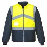 Atmungsaktive Warnschutz 2-in-1-Wendejacke mit Kontrast Gelb/Marine XXL