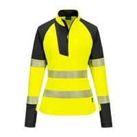 PW3 Hi-Vis dametrøje med 1/4 lynlås, gul/sort, størrelse L
