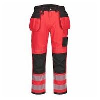 PW3 Warnschutz Arbeitsbundhose mit Holstertaschen Rot/Schwarz 28