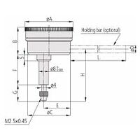 Číselníkový úchylkoměru, koncový kryt s okem, ISO verze měřicí čep vzadu, 1 mm ocel, 0.01 mm ocel