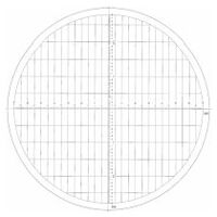 Normalizovaná šablona pro měřicí projektor, č.:14 Grid diagram 20X-50X, vzdálenost 1 mm ocel Ø 300 mm ocel