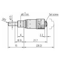 Einbaumessschr. 0,1 mm/U Spindelsteigung, 0-6,5 mm, 0,002 mm, sphärisch