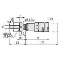 Micrometru tampon, punct zero reglabil, 0-13 mm, piuliță de fixare, ax sferic