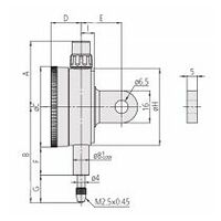 Číselníkový úchylkoměru, koncový kryt s okem, ISO verze jedna otáčka, nárazuvzdorný, 1 mm ocel, 0.01 mm ocel