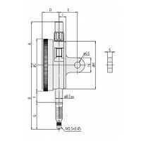 Måleinstrument, endekappe med øje, ISO-version IP64, juvelleje, stødbeskyttet, 1 mm, 0,001 mm