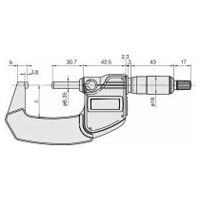 Digitalni zunanji mikrometer s sferičnimi merilnimi površinami, 25-50 mm, IP65