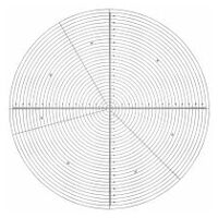 Normmessplatte für Messprojektor, Nr.:12 Kreisdiagramm 5 mm Teilungsmetrik Ø 300 mm