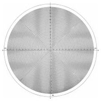 Normalizovaná šablona pro měřicí projektor, č.:13 kruhové schéma, rozteč 1 mm ocel, metrický Ø 300 mm ocel