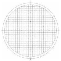 Normmessplatte für Messprojektor, Nr.:15 Gitterdiagramm 10 mm Teilungsmetrik Ø 300 mm