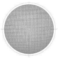 Normalizovaná šablona pro měřicí projektor, č.:17 Schéma mřížky, rozteč 1 mm ocel, metrický Ø 300 mm ocel