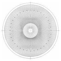 Normmessplatte für Messprojektor, Nr.:18 Winkelmessertabelle 1° Teilungsmetrik Ø300 mm