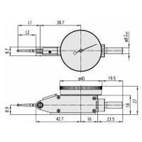 Palanca del palpador, modelo horizontal, 0,2 mm / 0,0075 ", 0,002 mm / 0,0001", eje de 8 mm