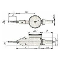 Palanca palpadora, horizontal, compacta, 0,5 mm, 0,01 mm, eje de 8 mm