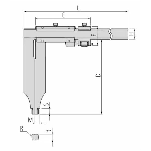 Nonius Messschieber, lange Messschenkel, Feineinstellung 0-300 mm, 0,02 mm, metrisch