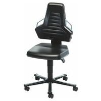 Swivel work chair, PU foam, with castors, low BLACK