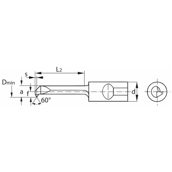 KOMET® UniTurn® internal threading bar, right-hand  L<sub>2</sub> = 15 mm