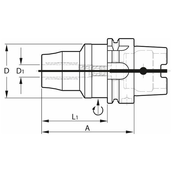 Mandrino idraulico HT con fori per il lubrorefrigerante HSK-A 63 corto