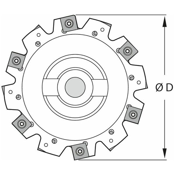 Side milling cutter with collar Width a<sub>p</sub> =  12 mm