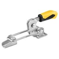 Horizontal clamping arm with yellow handle and safety lock
