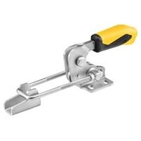 Horizontal clamping arm with yellow handle and safety lock