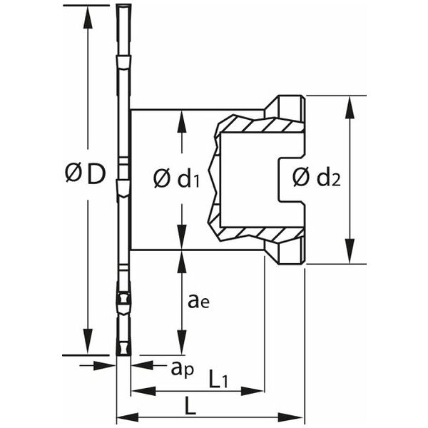 Kolutni / odrezovalni rezkar z zvezo HSS  širina a<sub>p</sub> = 2,2 mm
