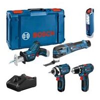 Combo Kit 5-tlg. 12V: GSR 12V-15/GOP 12V-28/GDR 12V-105/GSA 12V-14/GLI 12V-300