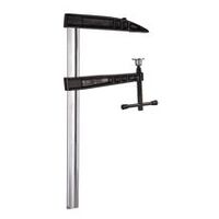 Deep-throat malleable iron clamp with steel handle, max. 400 mm spread, 250 mm reach