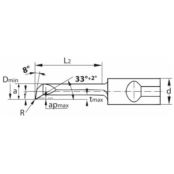 Barra de mandrinar copiadora KOMET® UniTurn®, hacia la izquierda  L<sub>2</sub> = 15 mm