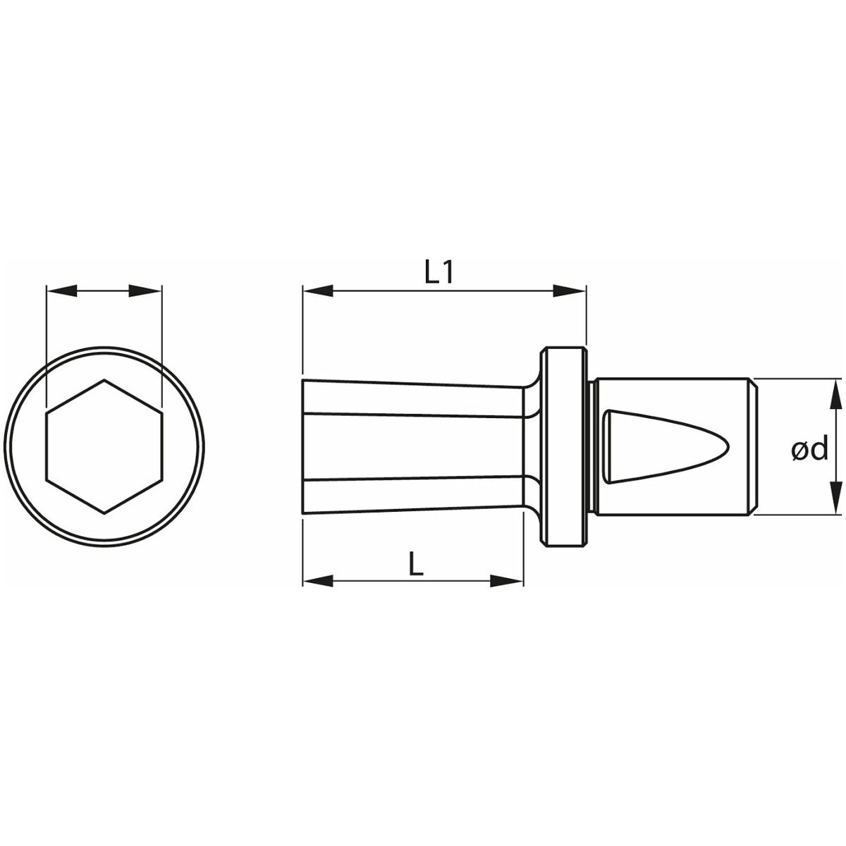 Belső hatszög profil üregelő betét, metrikus ⌀ d = 12 mm TiN