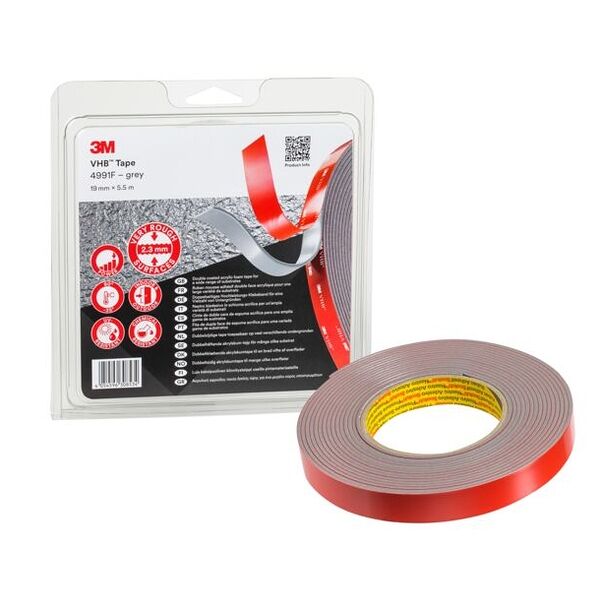 Doppelseitiges-Klebeband VHB™, für dauerhafte und starke Verbindung, grau