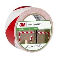 3M™ Hazard Warning Tape 767, Red/White, 50 mm x 33 m, Individually Wrapped Conveniently Packaged