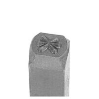 Punzone manuale con stella a 6 punte, 2 mm altezza carattere, 58 - 61 durezza HRC sull'incisione
