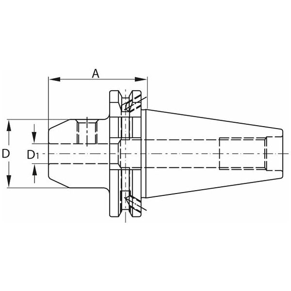 Side lock arbor Form ADB with coolant supply holes SK 40 A = 100 6 mm GARANT