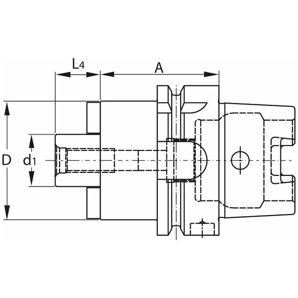 Vpenjalni trn za rezkalne glave z izvrtino za hladilni kanal HSK-F 63 A = 100