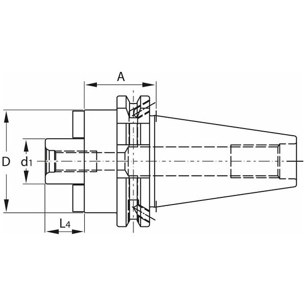 Messerkopfaufnahme Form ADB mit Kühlkanalbohrung SK 40 A = 160