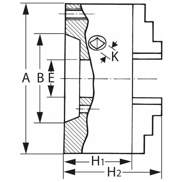 Hárompofás esztergatokmány,acél rövidkúpos felfogással  DIN 702-2
