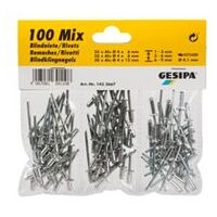 Blind rivet assortment (100 blind rivets in alu/steel), 1 piece