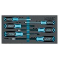 Cross recess profile PH, Slot profileScrewdriver set 6-pieces ∙ 0.5 x 3 ∙ 0.8 x 4 ∙ 1 x 5.5 ∙ 1.2 x 6.5 ∙ PH1 ∙ PH2